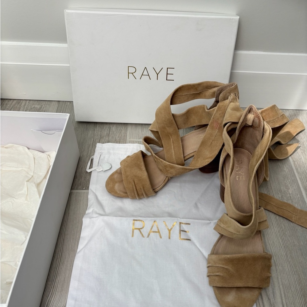 Revolve RAYE Mia Tan Suede Sandal Heels - Worn only once